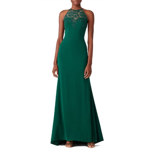 BADGLEY MISCHKA Tyler Emerald Lace Gown 8 MSRP $635 - Picture 1 of 12
